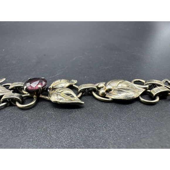 Vintage Signed Raleigh Sterling Silver Rose Yellow GF Floral 6.5” Bracelet 16G - Picture 8 of 13